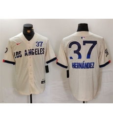 Men Los Angeles Dodgers 37 Teoscar Hernandez Cream 2024 City Connect Limited Stitched Baseball Jersey