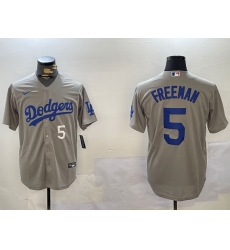 Men Los Angeles Dodgers 5 Freddie Freeman Grey 2024 World Series Cool Base Stitched Baseball Jersey 1