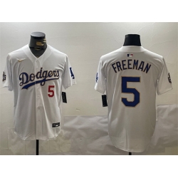 Men Los Angeles Dodgers 5 Freddie Freeman White Gold 2024 World Series Home Limited Stitched Baseball Jersey