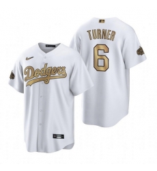 Men Los Angeles Dodgers 6 Trea Turner 2022 All Star White Cool Base Stitched Baseball Jersey