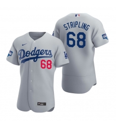 Men Los Angeles Dodgers 68 Ross Stripling Gray 2020 World Series Champions Flex Base Jersey