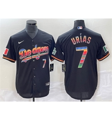 Men Los Angeles Dodgers 7 Julio Ur EDas Black Mexico Cool Base Stitched Jersey