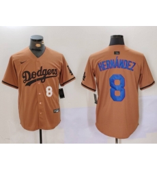 Men Los Angeles Dodgers 8 Kike Hernandez Brown Cool Base Stitched Baseball Jersey