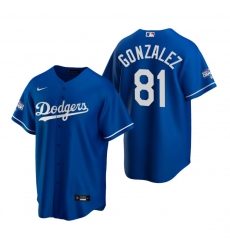 Men Los Angeles Dodgers 81 Victor Gonzalez Royal 2020 World Series Champions Replica Jersey