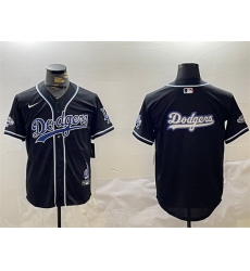 Men Los Angeles Dodgers Team Big Logo Black 2024 World Series Champions Limited Stitched Baseball Jersey