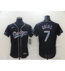 Men's Los Angeles Dodgers #7 Julio Urias Black 2021 Iridescent Logo Jersey Jersey