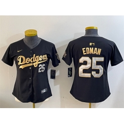 Women Los Angeles Dodgers 25 Tommy Edman Black Gold Limited Stitched Baseball Jersey 28Run Small 29