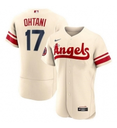 Men Los Angeles Angels 17 Shohei Ohtani 2022 Cream City Connect Flex Base Stitched Jersey