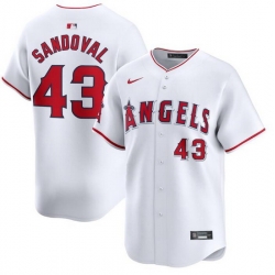 Men Los Angeles Angels 43 Patrick Sandoval White Home Limited Stitched Baseball Jersey