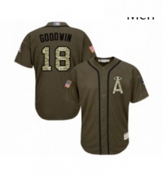 Mens Los Angeles Angels of Anaheim 18 Brian Goodwin Authentic Green Salute to Service Baseball Jersey 