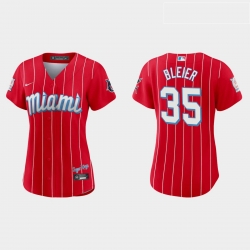 Miami Marlins 35 Richard Bleier Women Nike 2021 City Connect Authentic MLB Jersey Red