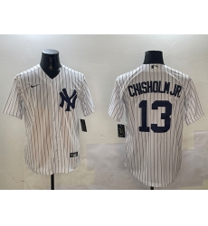 Men New York Yankees 13 Jazz Chisholm Jr  White Cool Base Stitched Baseball Jersey