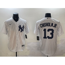 Men New York Yankees 13 Jazz Chisholm Jr  White Cool Base Stitched Baseball Jersey