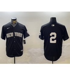 Men New York Yankees 2 Derek Jeter Black With Patch Limited Stitched Baseball Jersey