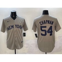 Men New York Yankees 54 Aroldis Chapman Grey Cool Base Stitched Baseball Jersey