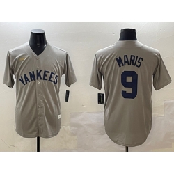 Men New York Yankees 9 Roger Maris Grey Cool Base Stitched Baseball Jersey