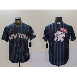 Men New York Yankees Navy Team Big Logo Cool Base Stitched Baseball Jersey 8