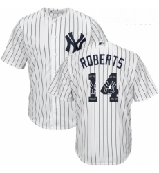 Mens Majestic New York Yankees 14 Brian Roberts Authentic White Team Logo Fashion MLB Jersey