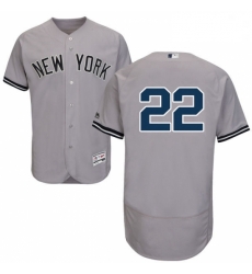 Mens Majestic New York Yankees 22 Jacoby Ellsbury Grey Road Flex Base Authentic Collection MLB Jersey