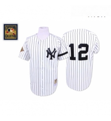 Mens Mitchell and Ness New York Yankees 12 Wade Boggs Replica White Throwback MLB Jersey