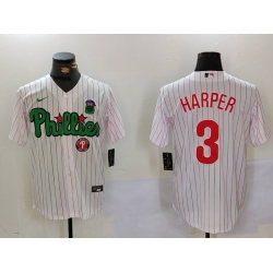 Men Philadelphia Phillies 3 Bryce Harper White Green Cool Base Stitched Jersey 5