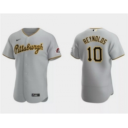 Men Pittsburgh Pirates 10 Bryan Reynolds Grey Flex Base Stitched Baseball Jersey