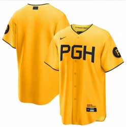 Men Pittsburgh Pirates Blank Gold 2023 City Connect Stitched Jersey