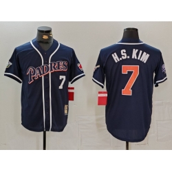 Men San Diego Padres 7 Ha Seong Kim Navy Cool Base Stitched Jersey