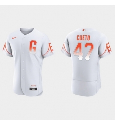 Men San Francisco Giants 47 Johnny Cueto Men 2021 City Connect Authentic White Jersey