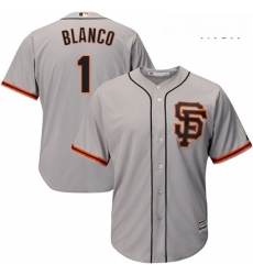 Mens Majestic San Francisco Giants 1 Gregor Blanco Replica Grey Road 2 Cool Base MLB Jersey 