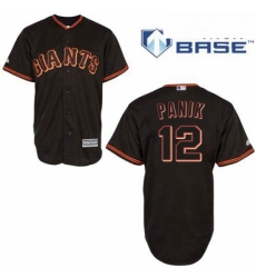 Mens Majestic San Francisco Giants 12 Joe Panik Replica Black New Cool Base MLB Jersey