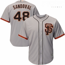 Mens Majestic San Francisco Giants 48 Pablo Sandoval Replica Grey Road 2 Cool Base MLB Jersey 