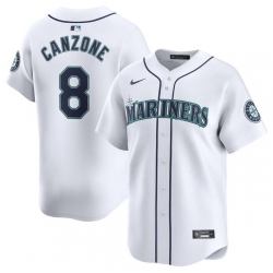 Men Seattle Mariners 8 Dominic Canzone White Home Limited Stitched Jersey