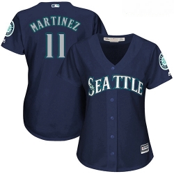 Mariners #11 Edgar Martinez Navy Blue Alternate Women Stitched Baseball Jersey