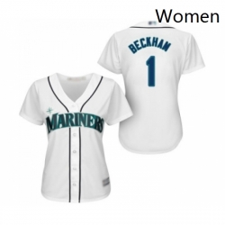 Womens Seattle Mariners 1 Tim Beckham Replica White Home Cool Base Baseball Jersey 