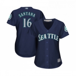 Womens Seattle Mariners 16 Domingo Santana Replica Navy Blue Alternate 2 Cool Base Baseball Jersey 