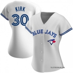 Women Nike Toronto Blue Jays #30 Alejandro Kirk White Home Stitched Cool Base Player Jersey