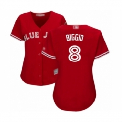 Women's Toronto Blue Jays #8 Cavan Biggio Authentic Scarlet Alternate Baseball Player Jersey