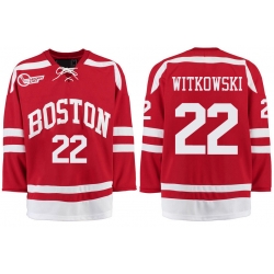 Boston University Terriers BU 22 Jake Witkowski Red Stitched Hockey Jersey