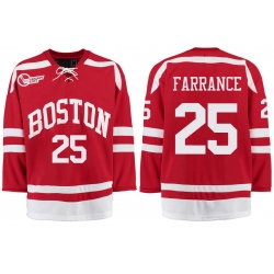 Boston University Terriers BU 25 David Farrance Red Stitched Hockey Jersey