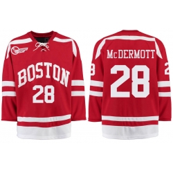 Boston University Terriers BU 28 Johnny McDermott Red Stitched Hockey Jersey