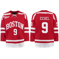 Boston University Terriers BU 9 Jack Eichel Red Stitched Hockey Jersey