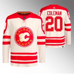 Men Calgary Flames 20 Blake Coleman 2023 Cream Heritage Classic Primegreen Stitched Jersey