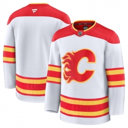 Men Calgary Flames Blank White 2024 25 Away Stitched Hockey Jersey