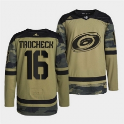 Men Carolina Hurricanes 16 Vincent Trocheck 2022 Camo Military Appreciation Night Stitched jersey