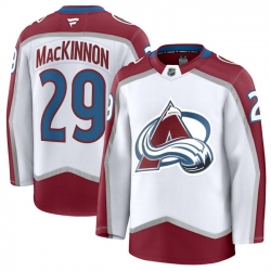 Men Colorado Avalanche 29 Nathan MacKinnon White 2024 25 Away Stitched Jersey