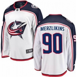 Men Columbus Blue Jackets 90 Elvis Merzlikins White Adidas Jersey