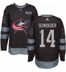 Mens Adidas Columbus Blue Jackets 14 Jordan Schroeder Authentic Black 1917 2017 100th Anniversary NHL Jersey 