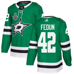 Men Adidas Dallas Stars 42 Taylor Fedun Green Home Authentic 2020 Stanley Cup Final Stitched NHL Jersey