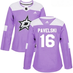 Stars #16 Joe Pavelski Purple Authentic Fights Cancer Women Stitched Hockey Jersey